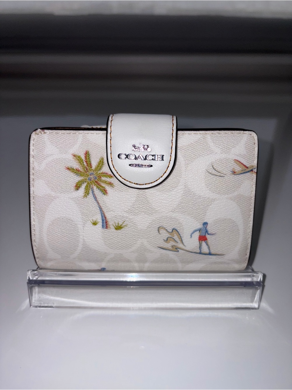 Coach Medium Corner Zip Wallet with Hula print